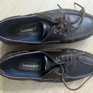 Timberland VTG Men’s Boat Slip On Lace Up Brown Leather Loafer Sz 9.0 M Classic
